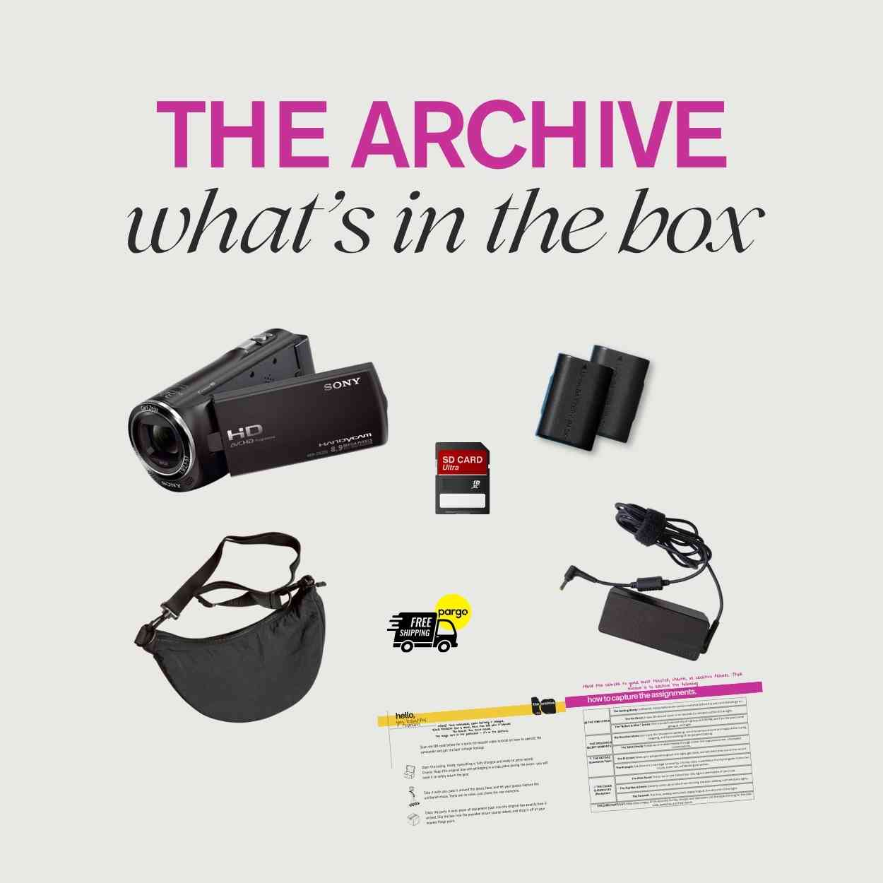 The Archive camcorder kit — what's in the box