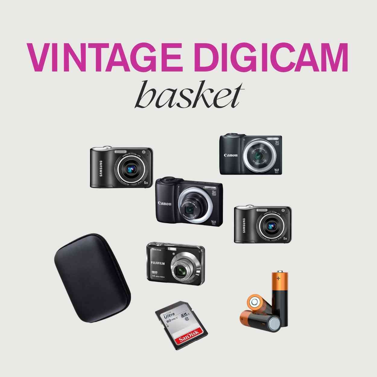 The Archive vintage digicam basket — 5 cameras